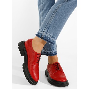 Czerwone półbuty Zapatos ze skóry w stylu casual z płaską podeszwą