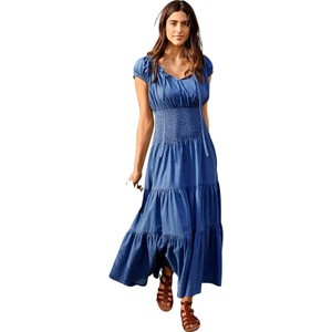 Niebieska sukienka Witt Weiden z bawełny z krótkim rękawem maxi