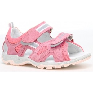 Różowe buty dziecięce letnie Bartek z nubuku na rzepy dla dziewczynek