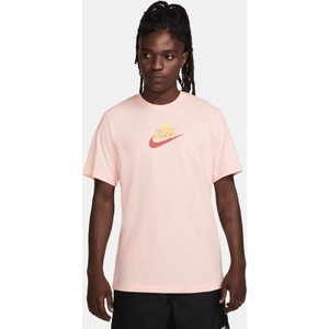 Różowy t-shirt Nike w sportowym stylu z krótkim rękawem z bawełny