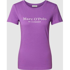 Fioletowy t-shirt Marc O'Polo z krótkim rękawem w młodzieżowym stylu