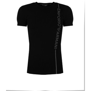 Czarny t-shirt Emporio Armani z krótkim rękawem z tkaniny