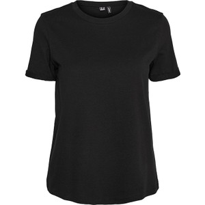 Czarny t-shirt Vero Moda z bawełny z krótkim rękawem z okrągłym dekoltem