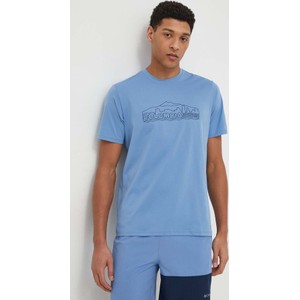 Niebieski t-shirt Columbia z nadrukiem