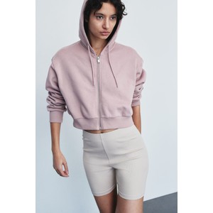Różowa bluza H & M w młodzieżowym stylu z kapturem krótka