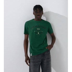 Zielony t-shirt Sinsay w młodzieżowym stylu z krótkim rękawem