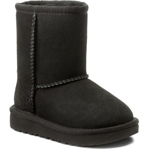 Czarne buty dziecięce zimowe ugg australia dla dziewczynek ze skóry