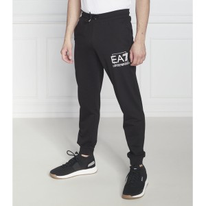 Czarne spodnie sportowe Emporio Armani z bawełny w sportowym stylu