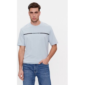 Niebieski t-shirt Armani Exchange w młodzieżowym stylu z krótkim rękawem