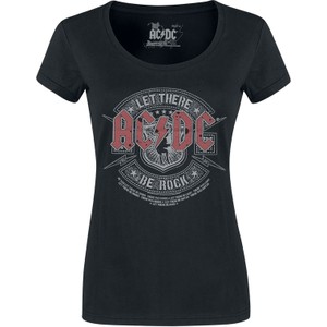 Czarny t-shirt Ac/Dc z krótkim rękawem w młodzieżowym stylu