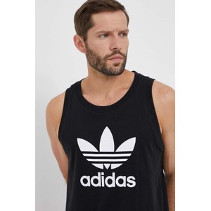 Czarny t-shirt Adidas Originals z bawełny w sportowym stylu z nadrukiem