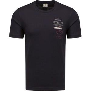 Czarny t-shirt Aeronautica Militare w młodzieżowym stylu z bawełny z krótkim rękawem