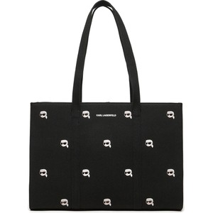 Czarna torebka Karl Lagerfeld na ramię zdobiona duża