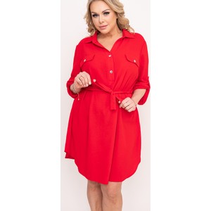 Czerwona sukienka Tono w stylu casual koszulowa
