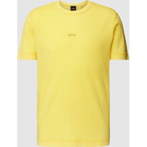 Żółty t-shirt Hugo Boss z nadrukiem w stylu casual z bawełny