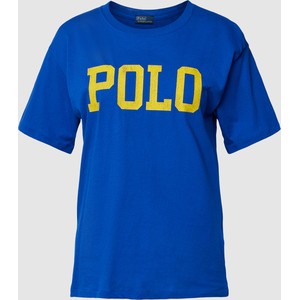 Niebieski t-shirt POLO RALPH LAUREN z bawełny z krótkim rękawem z okrągłym dekoltem