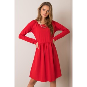Czerwona sukienka 5.10.15 z bawełny z długim rękawem w stylu casual