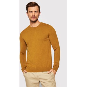 Brązowy sweter Selected Homme z okrągłym dekoltem w stylu casual