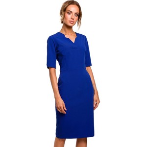 Niebieska sukienka Made Of Emotion midi z dekoltem w kształcie litery v