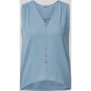 Niebieska bluzka Zabaione bez rękawów w stylu casual z dekoltem w kształcie litery v