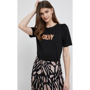 Bluzka DKNY z okrągłym dekoltem z krótkim rękawem w młodzieżowym stylu