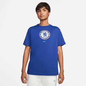 Niebieski t-shirt Nike z okrągłym dekoltem w sportowym stylu z bawełny
