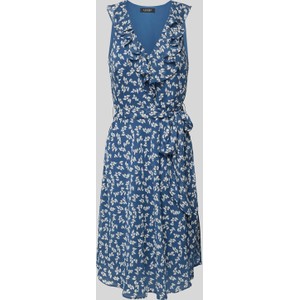 Niebieska sukienka Ralph Lauren midi bez rękawów