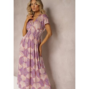 Fioletowa sukienka Renee w stylu boho z krótkim rękawem