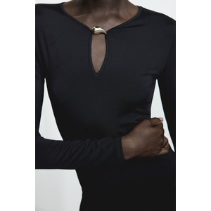 Czarna bluzka H & M w stylu casual z dekoltem w kształcie litery v