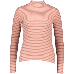 Różowa bluzka Herrlicher z golfem z długim rękawem z bawełny