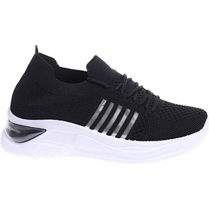 Czarne buty sportowe Pantofelek24.pl z płaską podeszwą w sportowym stylu