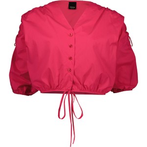 Czerwona bluzka Pinko z dekoltem w kształcie litery v z długim rękawem