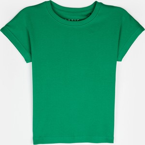 Zielony t-shirt Gate z bawełny w stylu casual z krótkim rękawem