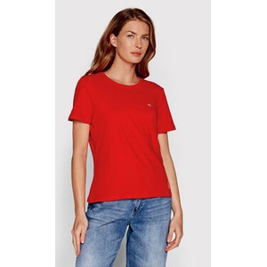 Czerwony t-shirt Tommy Jeans z krótkim rękawem z okrągłym dekoltem w stylu casual