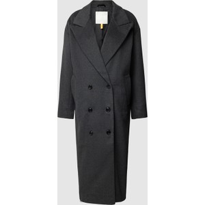 Czarny płaszcz Qs bez kaptura z wełny w stylu casual