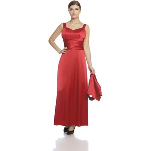 Czerwona sukienka Fokus maxi na ramiączkach z dekoltem w kształcie litery v