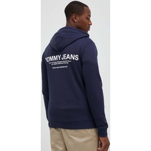 Granatowa bluza Tommy Jeans z nadrukiem z bawełny w młodzieżowym stylu