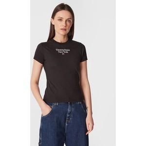 Czarny t-shirt Tommy Jeans w stylu casual z okrągłym dekoltem