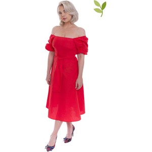 Czerwona sukienka NA-KD hiszpanka z bawełny