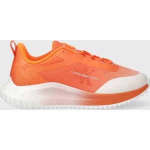 Pomarańczowe buty sportowe Calvin Klein w sportowym stylu z płaską podeszwą sznurowane