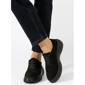 Czarne półbuty Zapatos sznurowane w stylu casual na platformie