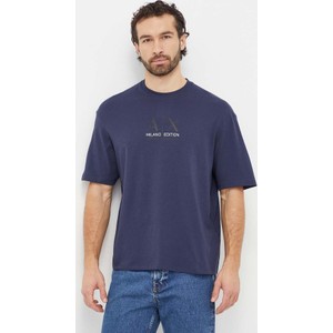 Granatowy t-shirt Armani Exchange z bawełny