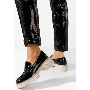 Czarne półbuty Zapatos z płaską podeszwą w stylu casual