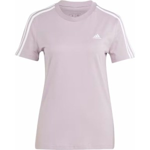 Fioletowy t-shirt Adidas z krótkim rękawem w sportowym stylu z okrągłym dekoltem