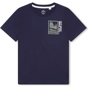 Granatowa koszulka dziecięca Timberland dla chłopców z bawełny