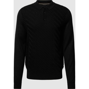 Czarny sweter Hugo Boss w stylu casual z wełny ze stójką