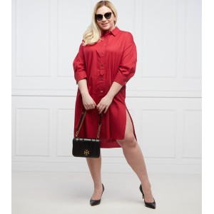 Czerwona sukienka Persona by Marina Rinaldi w stylu casual z długim rękawem
