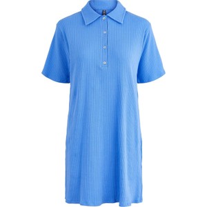 Niebieska sukienka Pieces w stylu casual koszulowa mini