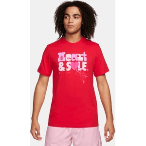Czerwony t-shirt Nike w młodzieżowym stylu z bawełny