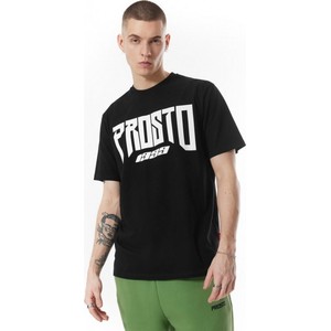 Czarny t-shirt Prosto. z krótkim rękawem z bawełny w stylu klasycznym